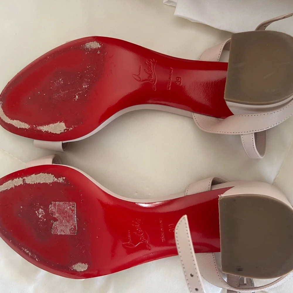 Christian Louboutin Miss Jane 55m Blush Sandals with Red Sole - Picture 3 of 4